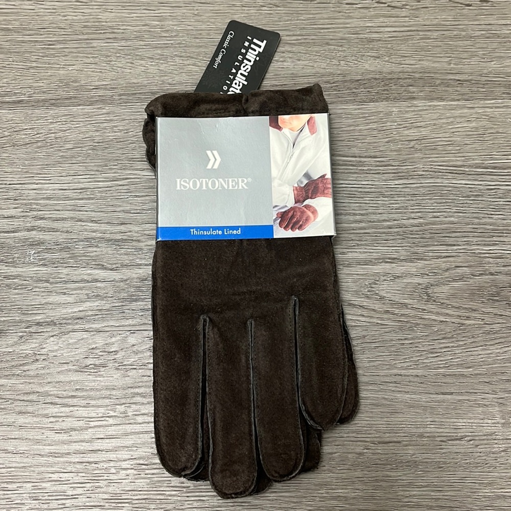 Isotoner Men’s Thinsulate Insulation Brown Leather Gloves - NWT